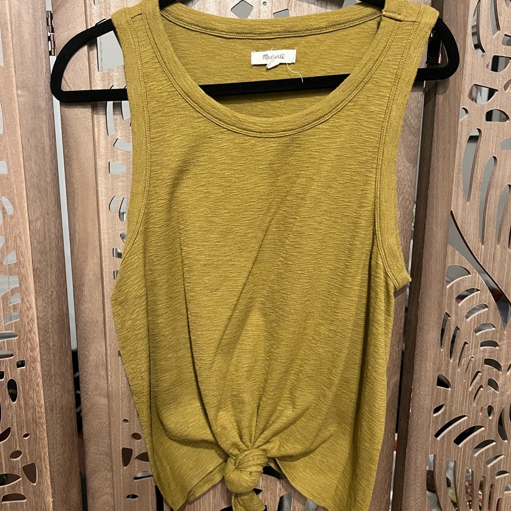 Madewell Olive Green Knot-Front Tank Top